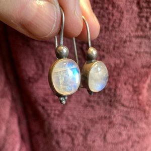 Moonstone and sterling silver earrings. Vintage